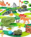 Dinosaur Race Car Track Play Set For Kids Ages 3 To 7 Flexible Dino Track Toys That Bend And Build A Wild Dino World Road Race