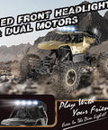 Rugged 1:12 Scale RC Monster Truck With Durable Metal Body, LED Headlights, All Terrain Off Road Beast Power in rocky terrain
