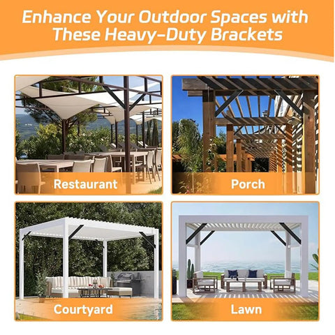 Heavy Duty 45 Degree Corner Connector Bracket Kit With Screws Inside Mount For Gazebos Treehouses Patios Cabins And Courtyards 8-Piece Steel Construction For Strong Durable Outdoor Installations And Secure Corner Joints