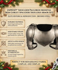 Medieval Shoulder Pauldron Set With Iron Gorget And Spaulders For LARP Ren Faire SCA Knight Armor Cosplay Beefy Adjustable
