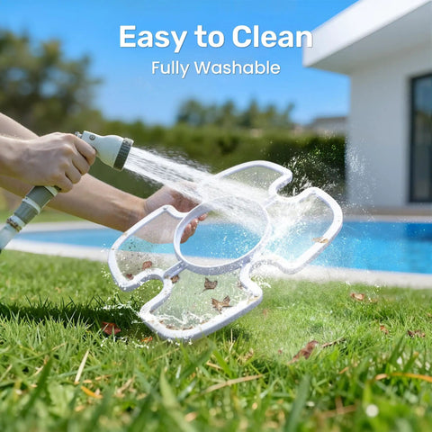 Hand rinsing filter of LiteVac 800 Robotic Pool Cleaner with 1200 GPH Suction, 90 Minute Run Time, Self Parking, Lightweight 7.5 Lb