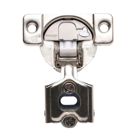 Front view of Soft Close Cabinet Hinges For 1/2 Inch Overlay, 10 Pack, 108 Degree Opening, Screw-On Wrap Around Mount, USA made