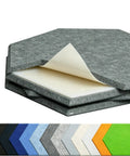 12 Pack Hexagon Acoustic Foam Panels Self Adhesive Sound Dampening Tiles High Density showing adhesive backing and color options
