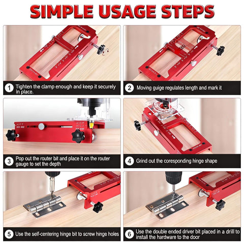Pro Grade Aluminum Alloy Door Hinge Jig Template Kit For Precise Installation Adjustable Mortise Jig in use.