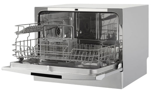 Total Game Changer Compact Countertop Dishwasher In Brushed Stainless Steel With Quick Connect Faucet Setup For Six Place Settings and Clean Dishes In A Snap
