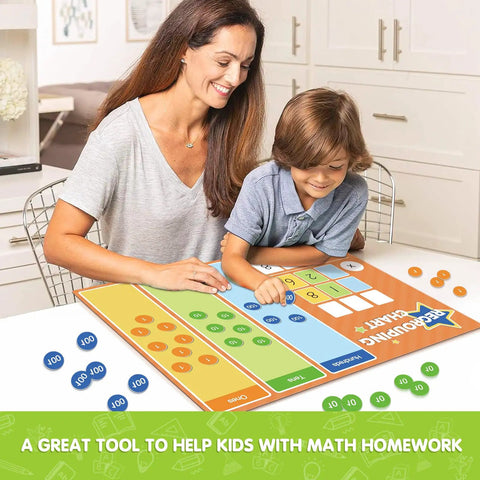 Regrouping Base Ten Place Value Manipulatives Kit With Magnetic Dry Erase Board And Magnetic Chips For Addition And Subtraction