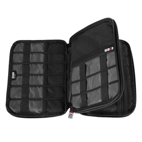 Open view of the Double Layer Electronic Accessories Organizer Bag for cables USB drives gadgets lightweight travel pouch