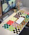 Retro Checkered Desk Mat Large Mouse Pad For Gaming And Work Ultra Smooth Surface Anti Slip With Stitched Edges XXL Keyboard Pad on desk