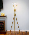 LED Tripod Floor Lamp For Living Room And Bedroom, Dimmable Modern Standing Lamp With 3 Lights in gold antique brass finish