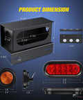 Two Pack Beefy Steel Trailer Light Boxes Housing Kit With 6 Inch Oval Red Tail Lights product dimensions diagram