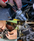 Hands using pliers to install 10 Pack 35.2mm External Retaining Rings 304 Stainless Steel Circlips on valves and mechanical parts.
