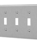 Stainless Steel Wall Plate For Toggle Switches 3 Gang 4.50 By 6.38 Inches Corrosion Resistant Cover For Rotary Dimmers And Lights Switches