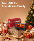 Small Space Heater With Realistic Volcanic Flame Ambiance For A Cozy Vibe 600W Portable Desk Heater displayed with gift packages