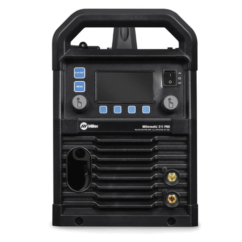 Front view of Dual-Voltage MIG Welder With Running Gear And Cylinder Rack, Dyna-Pulse MIG, Auto-Set And BeadVision Real-Time Bead Monitoring