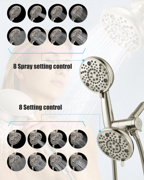 Tub And Shower Faucet Set With Dual Shower Heads, Matte Black, 8 Spray Settings, Easy Install for Modern Bath Upgrade