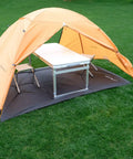 Ultralight Tent Footprint Ground Sheet Tarp For Camping Waterproof Protection under tent setup with table and chairs