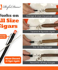Cigar Draw Enhancer Tool And Nubber For Perfect Draw Every Time, Patented Technology, 5 Inch Accessory To Fix Tight Draws, Deliver Smooth Burns, Even Ash, And Consistent Hits On The Go. Black metal cigar tool with pocket clip, shown for all ring gauges.