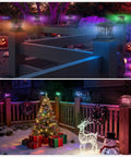 12 Pack Solar Post Cap Lights For 4x4 Or 6x6 Wood Posts, Outdoor Fence Post Caps illuminating festive garden with decorations