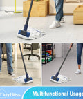 Heavy Duty Commercial String Mop With Extension Handle Absorbs Liquids And Debris Fast on various surfaces in home and garage.