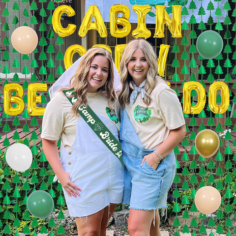Camping Bachelorette Party Kit With Cabin Crew Before I Do Balloons Foil Fringe Curtain Banner Garland Camp Bride Sash