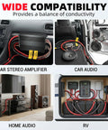 4 Gauge CCA Battery Cable Set, 26ft Red And 26ft Black With Cable Sleeves, Dual Automotive Power Ground And Car Audio Extension Cord, Copper Coated Aluminum For Beefy Conductivity In Trucks, RVs, And Marine Installs used in car stereo, car audio, home audio, and RV setups