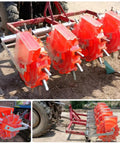 Built Tough Tractor Mounted Seeder Workhorse With Twelve Cone Pull Behind Garden Planter Adjustable Eight Wheel Seed Distributor