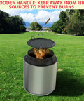 Beefy Spark Shield Fire Pit Screen 19.5 Inch For Bonfire And Outdoor Pits With Black Steel Construction Non Toxic Baked Paint Heavy Duty Spark Guard With Wooden Handle Removal Tools lifted by handles