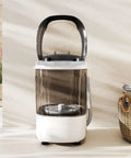 Super Duper Handy Portable Mini Washing Machine With Five Point Five Lbs Capacity And Quick Spin Tub, No Sweat Semi Auto Compact Laundry Washer For Tight Dorm Rooms And Rv Weekend Getaways, Chill Grey Vibe in a bright setting.