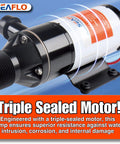 01 Series Macerator Pump 12V DC 12 GPM 45 LPM with triple-sealed motor for enhanced protection against water and corrosion.