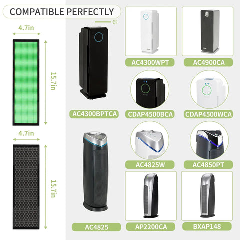 Image showing Upgraded HEPA Filter B Replacement for AC4825 Series Air Purifiers Guardian Compatible 4 H13 Filters and 4 Pre-Filters.