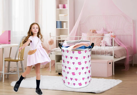 Round Laundry Basket Storage Bin For Home And Nursery, Super Lightweight Hamper With Cute Minimalist Vibe in child's room