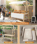 Collapsible Wooden Vendor Cart With Canopy Hella Spacious Market Stall Rack For Street Food And Outdoor Events Built Tough With Quick Snap Assembly Sweet Olive Green Finish Plus Ample Counter Space For Your Mobile Business Gear, showcasing foldable design and baker's display.