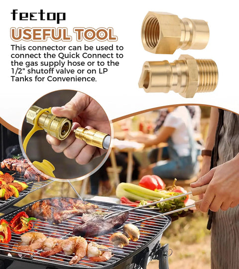 Half Inch Quick Connect Disconnect Insert Plug Fittings Set With 1/2 Inch Male NPT And 1/2 Inch Female NPT Brass Coupler