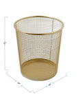 Ryder Gold Mesh Metal Trash Can 4.5 Gallon Office Wastebasket With Non Slip Feet Lightweight Durable Mesh For A Clean Organized Desk And Home Office For Your Desk Setup 10-inch diameter