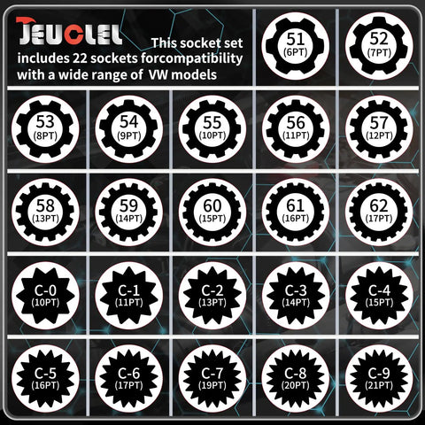 All In One 23 Piece Wheel Lock Nut Key Kit For VW And Audi Vehicles quick removal and replacement of anti-theft lug nuts.