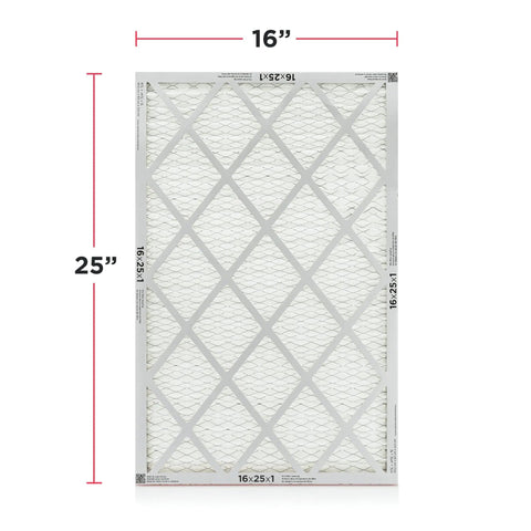 Keep Your Air Clean With MERV 8 Pleated Filters For Allergens 16x25x1 dimensions shown, electrostatic design visible