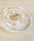 Top Shelf 6 Inch Round Router Base Plate For Makita Rt0701c And Xtr01z Compacts With No Sweat Pre Drilled Template In 3 8 Inch Thick Clear Cast Acrylic Pro Woodworking Gear Made In Usa on wooden surface.