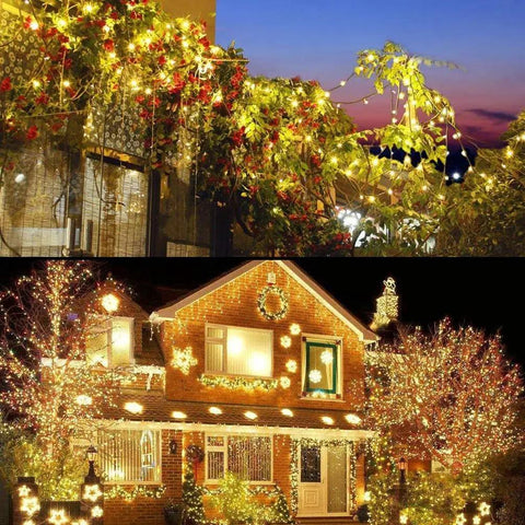 Outdoor Christmas Lights 105Ft 300 LED String Lights With 8 Modes End-To-End Plug UL Listed Waterproof Fairy Lights on house