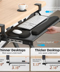 Under Desk Keyboard Tray 25 Inch With Wrist Rest Mouse Pad Cup Mat Lightweight Slide Out Tray Easy Clamp Adjustable
