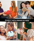 Images of people exchanging gift boxes in various social settings, showing acts of sharing and kindness.