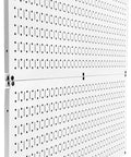 Heavy Duty White Steel Pegboard Panels Set Two 32 By 16 Inch For Garage And Home Shop Organization Built Tough Metal Pegboard Wall Mount System For Tool Storage, side view
