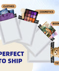 100 Pack 10x13 Poly Mailers For Ecommerce Shipping Waterproof Tear Resistant Self Seal Bags with clothes, cosmetics, books, and toys