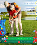 Toddler Golf Set With Shoulder Strap For Kids Aged 2 To 5 Portable Golf Clubs Cart And Putting Mat Indoor Outdoor Play Toy Blue Safe Durable Plastic With Oversized Balls For Gentle Safe Fun