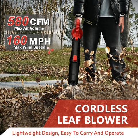 Powerful Cordless Leaf Blower That Runs On Your M18 Battery, 580 CFM, 6 Speed Brushless Handheld Tool, person using on leaves