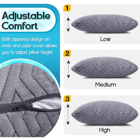 Go To Travel Pillow For Sleeping On The Go Memory Foam Small Pillow With Breathable Cover adjustable height settings