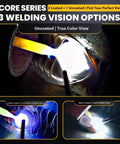 Image showing Auto Darkening Welding Lens Shade 10 HD For Pancake And Sugar Scoop Hoods 2x4 1 Quarter Inch in use during a weld.
