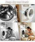 Image of Magnetic Front Load Washer Door Prop And Dryer Vent Holder With Grippy Silicone Base To Keep Your Machines Cracking Open And Smelling Totally Fresh White in use.
