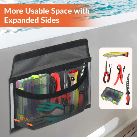 Heavy-Duty Boat Storage Bag With Full Enclosure Lid 18x12 Inches Self-Adhesive Organizer For Tackle Tools Gear Waterproof Boat Caddy