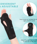 Two Pack Night Wrist Sleep Support Brace For Carpal Tunnel, Tendonitis And Arthritis shown with thumb holes and adjustable straps.