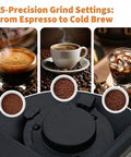 15 Precision Grind Settings showcased on Premium Automatic Espresso Machine Featuring Integrated Grinder And Quick Froth Wand Plus 20 Bar Dual Boiler Coffee Maker.